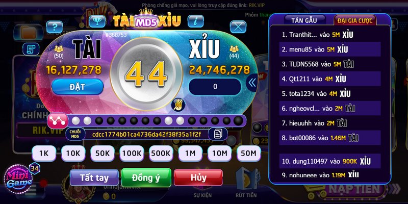 Tài xỉu MD5 Rikvip: Siêu phẩm giải trí trực tuyến "cực đã" 4 Các bạn hãy giữ vững tinh thần khi tham gia bước vào một sân cược lớn