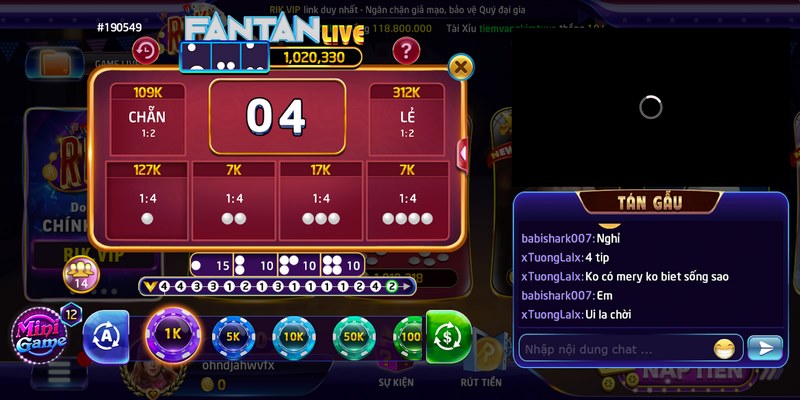 Fantan livestream Rikvip: Trải nghiệm cá cược đỉnh cao 2026 2 Các cửa cược trong Fantan livestream Rikvip