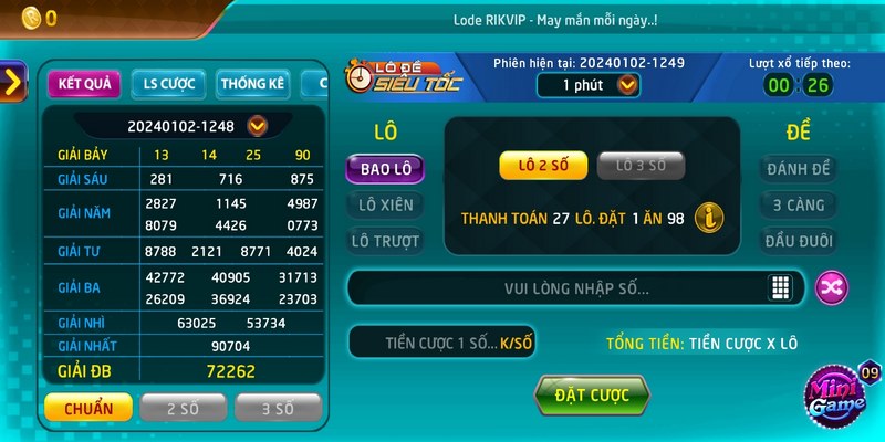 Lô đề siêu tốc Rikvip: Đánh đâu thắng đó dễ dàng 2 Các loại hình Lô đề siêu tốc Rikvip mới nhất