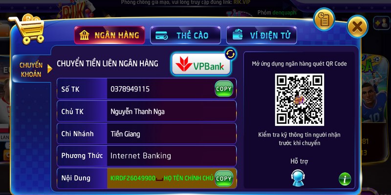 Nạp tiền Rikvip: Hướng dẫn nạp tiền chi tiết an toàn 1 Cổng game áp dụng giới hạn nạp tiền thấp nhất chỉ với 10.000 VNĐ