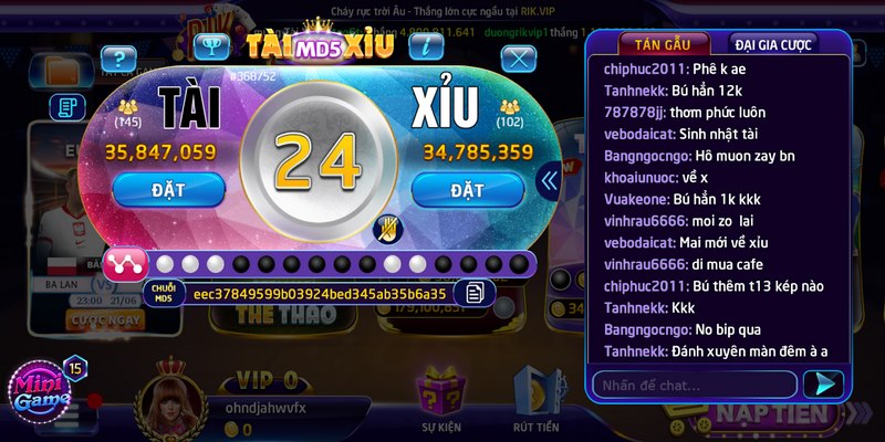 Tài xỉu MD5 Rikvip: Siêu phẩm giải trí trực tuyến "cực đã" 2 Cổng game nhận được ưa thích của mọi người bởi có các hình thức, thủ thuật chơi