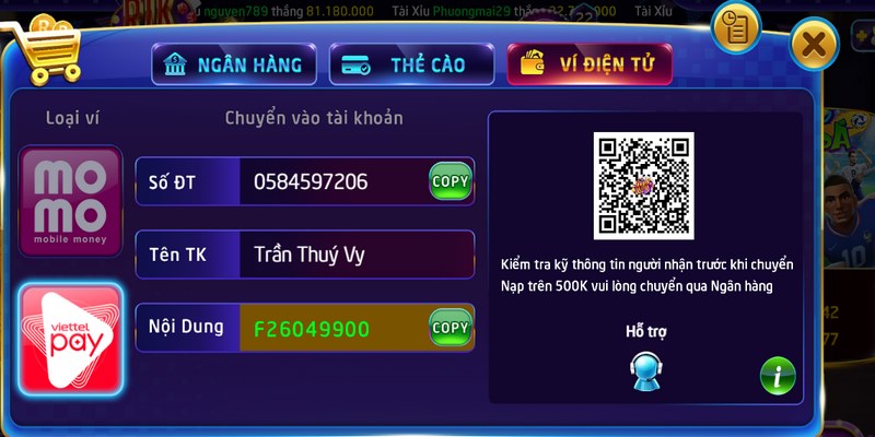 Nạp tiền Rikvip: Hướng dẫn nạp tiền chi tiết an toàn 4 Người chơi dễ dàng giao dịch nhận tiền trong thời gian ngắn